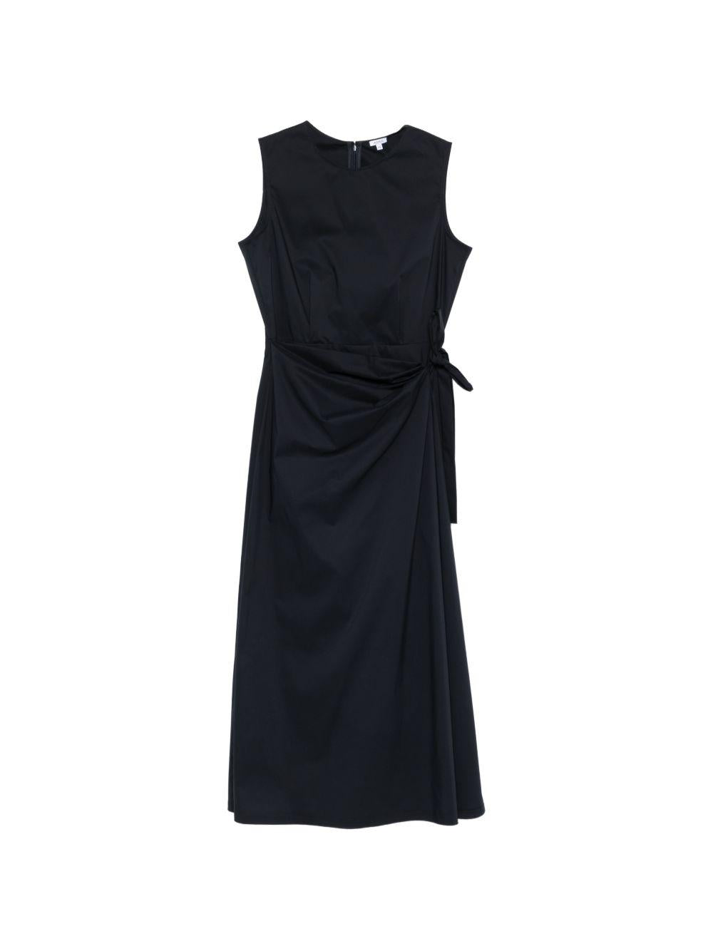 ASPESI Abito midi con drappeggio in cotone blu