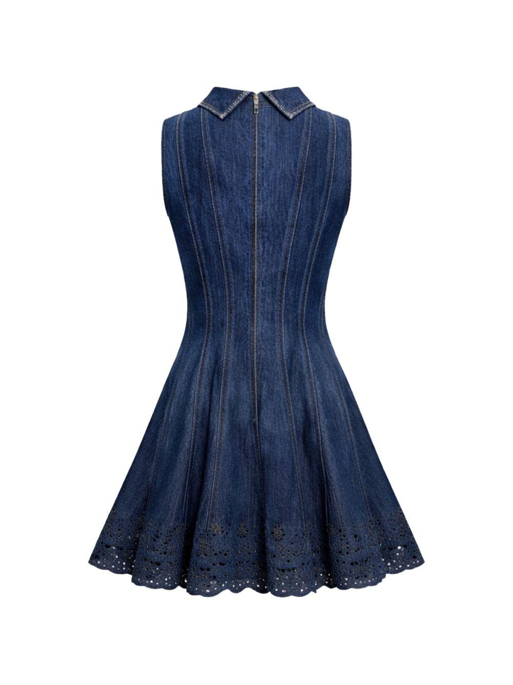 SELF PORTRAIT Abito corto in denim blu