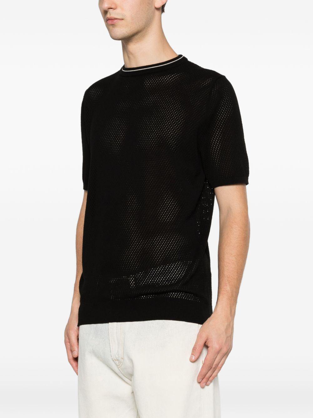 AMARANTO Maglia girocollo a maniche corte con effetto traforato