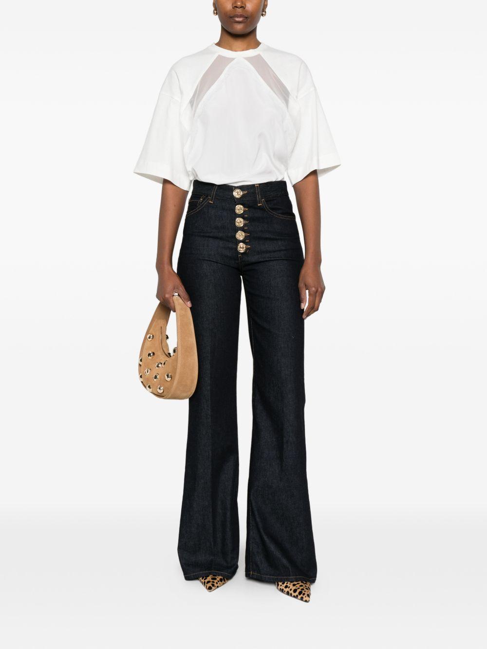 PINKO T-shirt Stephanie bianca con inserti trasparenti