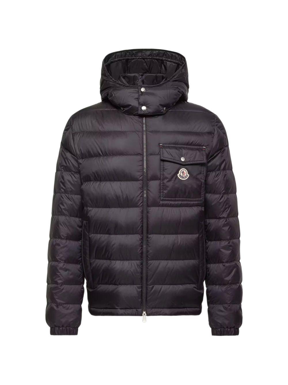 MONCLER Piumino blu Verith con cappuccio e tasche multifunzione
