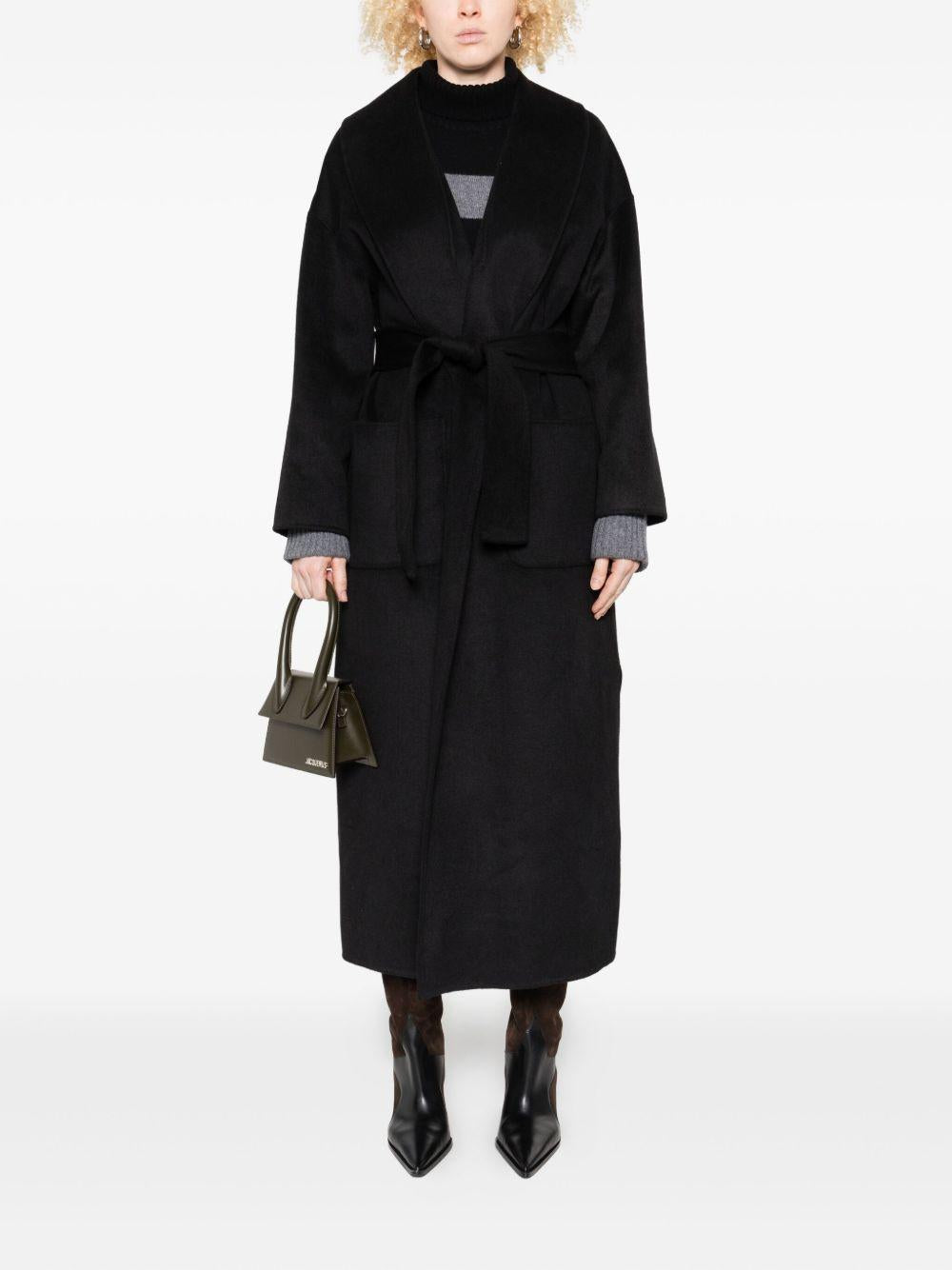 LIUJO Cappotto nero con cintura da annodare