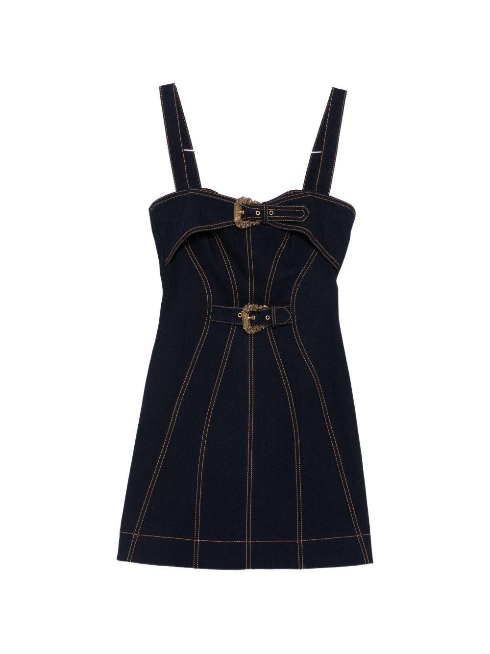 VERSACE JEANS COUTURE Abito corto nero con fibbie dorate