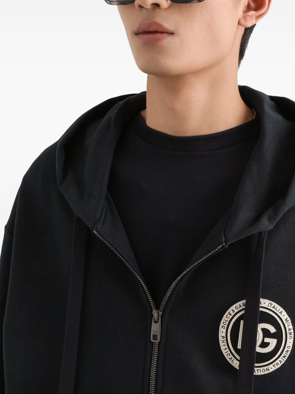 DOLCE e GABBANA Felpa in cotone con cappuccio e logo