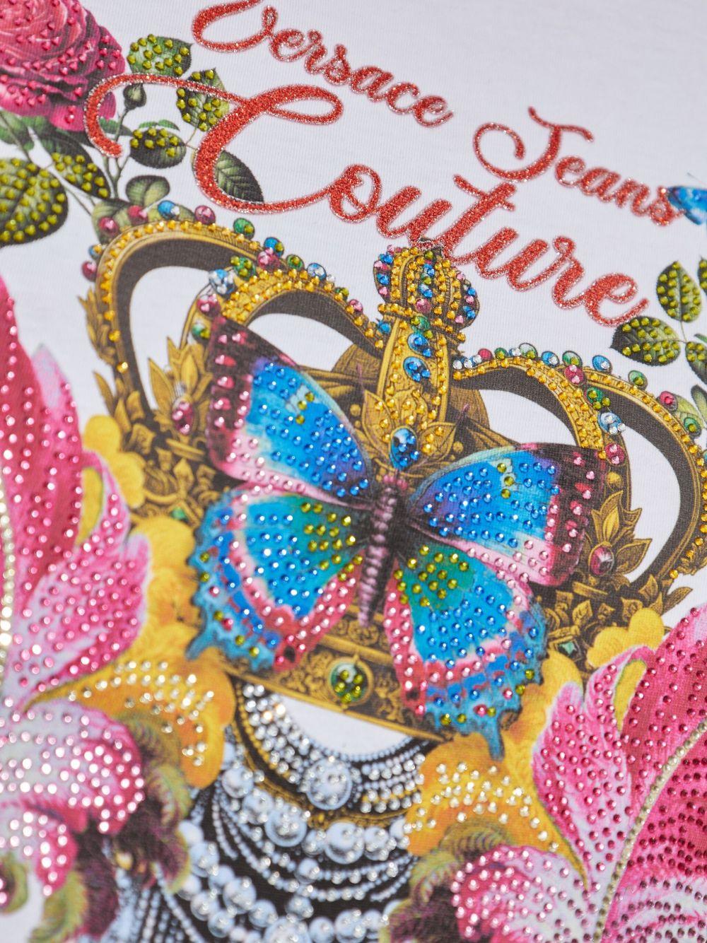 VERSACE JEANS COUTURE T-Shirt girocollo in cotone bianco con stampa