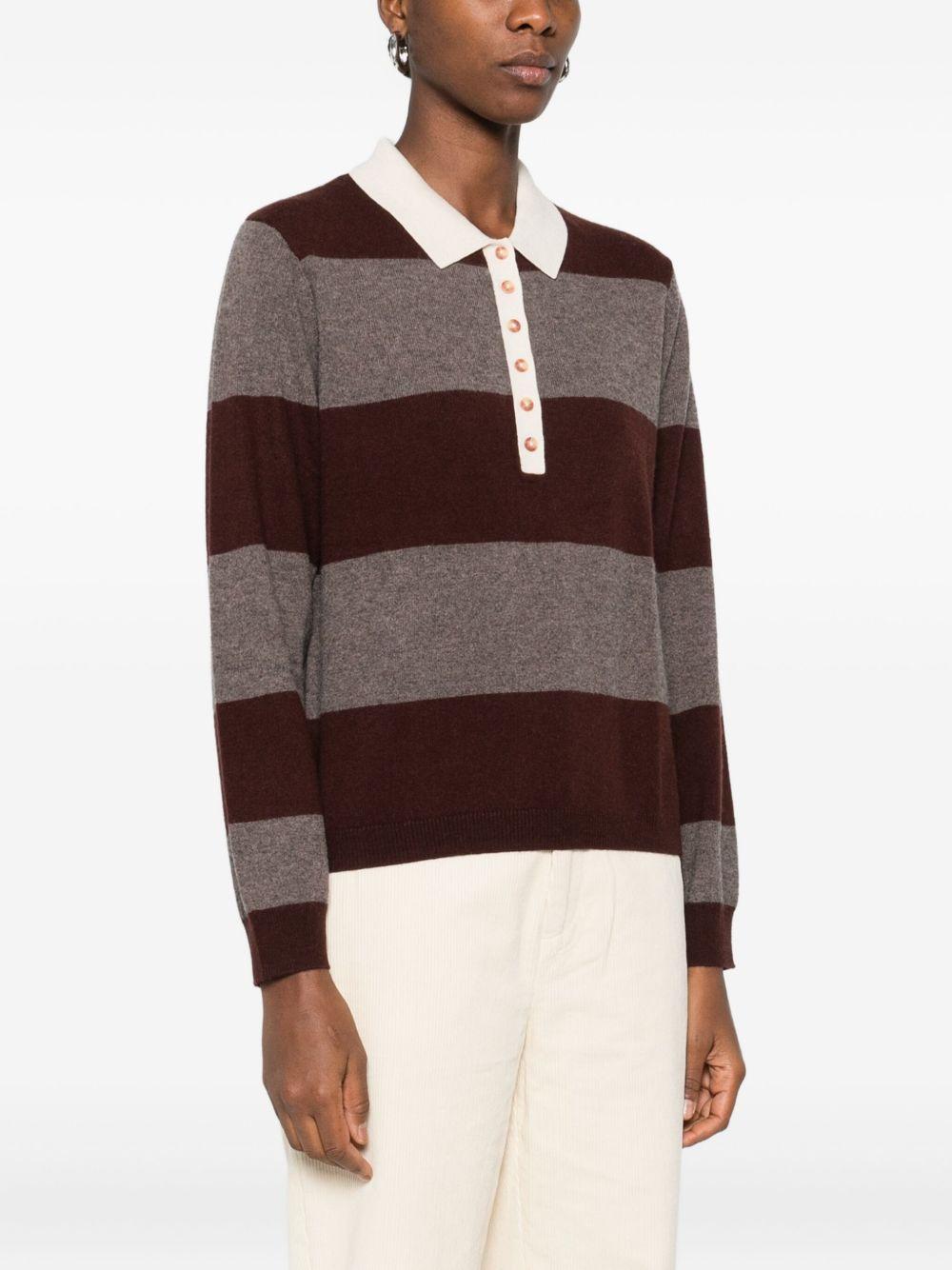 YERSE Maglione a righe con colletto stile polo<BR/><BR/>