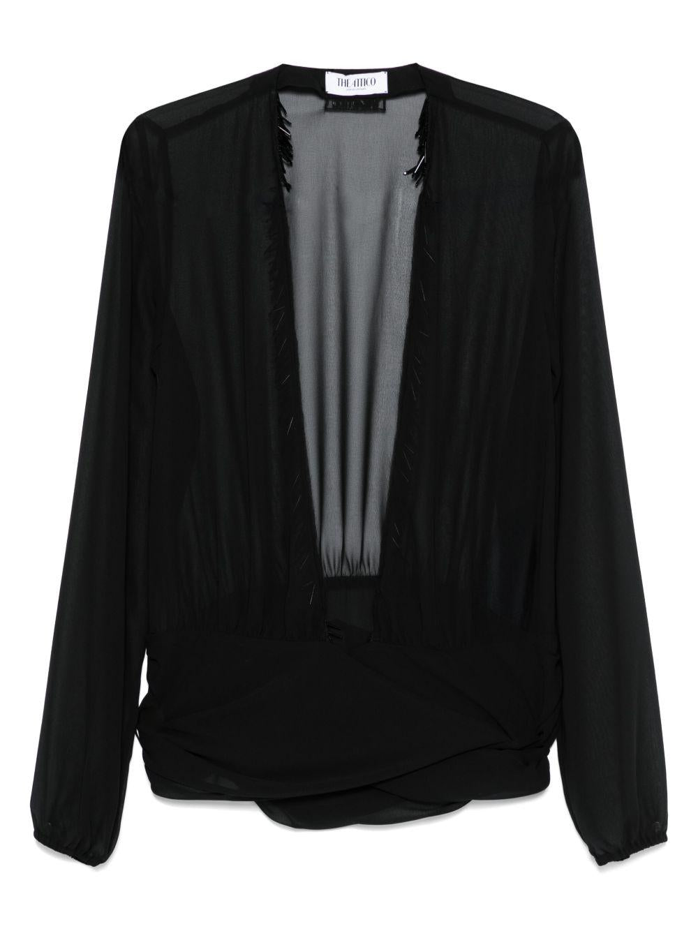 THE ATTICO Blusa nera con scollo profondo