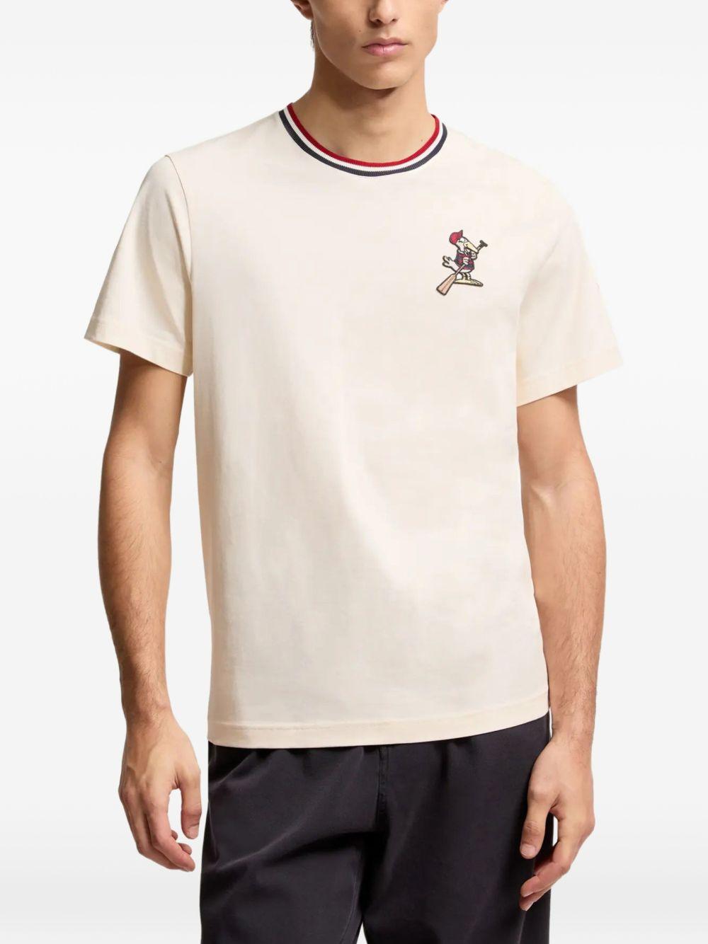 MONCLER T-shirt in cotone avorio