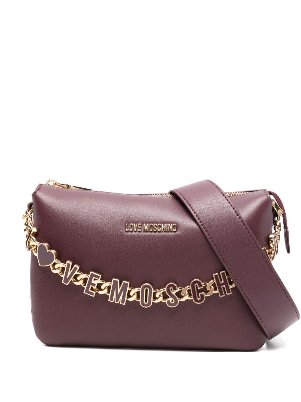 LOVE MOSCHINO Borsa a spalla bordeaux con catena oro