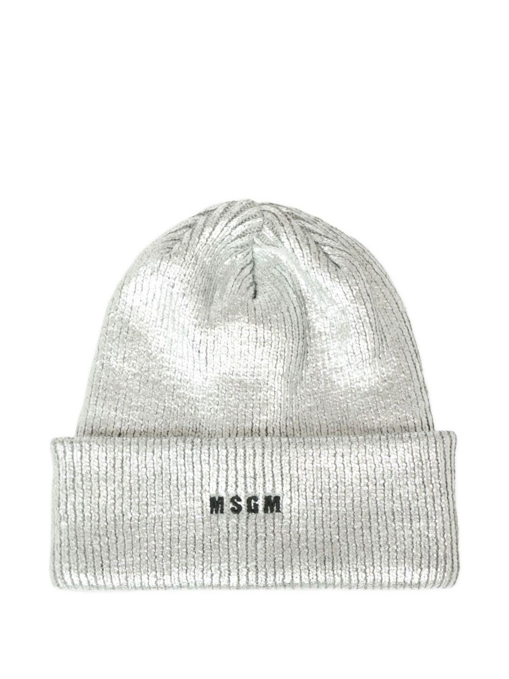 MSGM Berretto argentato con logo