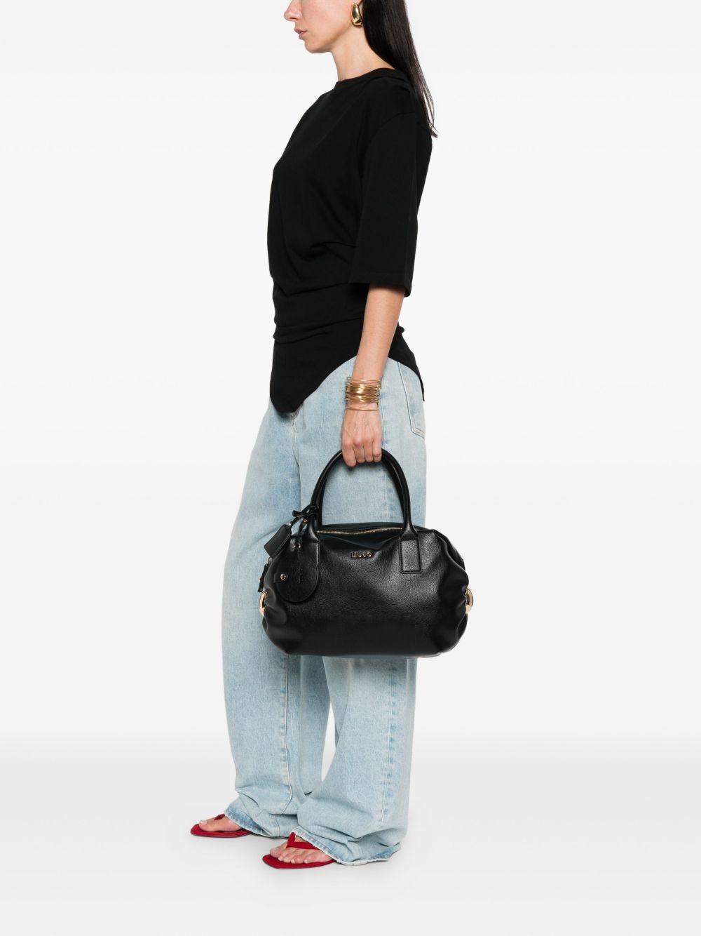 LIUJO Borsa nera tote con arricciature