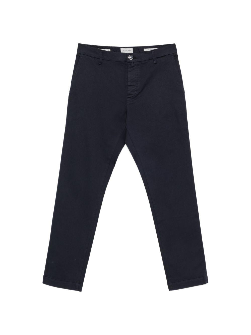 JACOB COHEN Pantaloni blu scuro in cotone con chiusura a bottoni