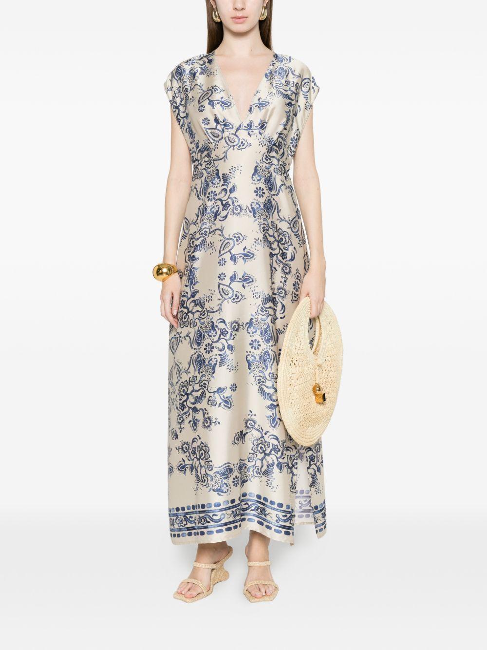 LIUJO Abito longuette blu con stampa grafica avvitato