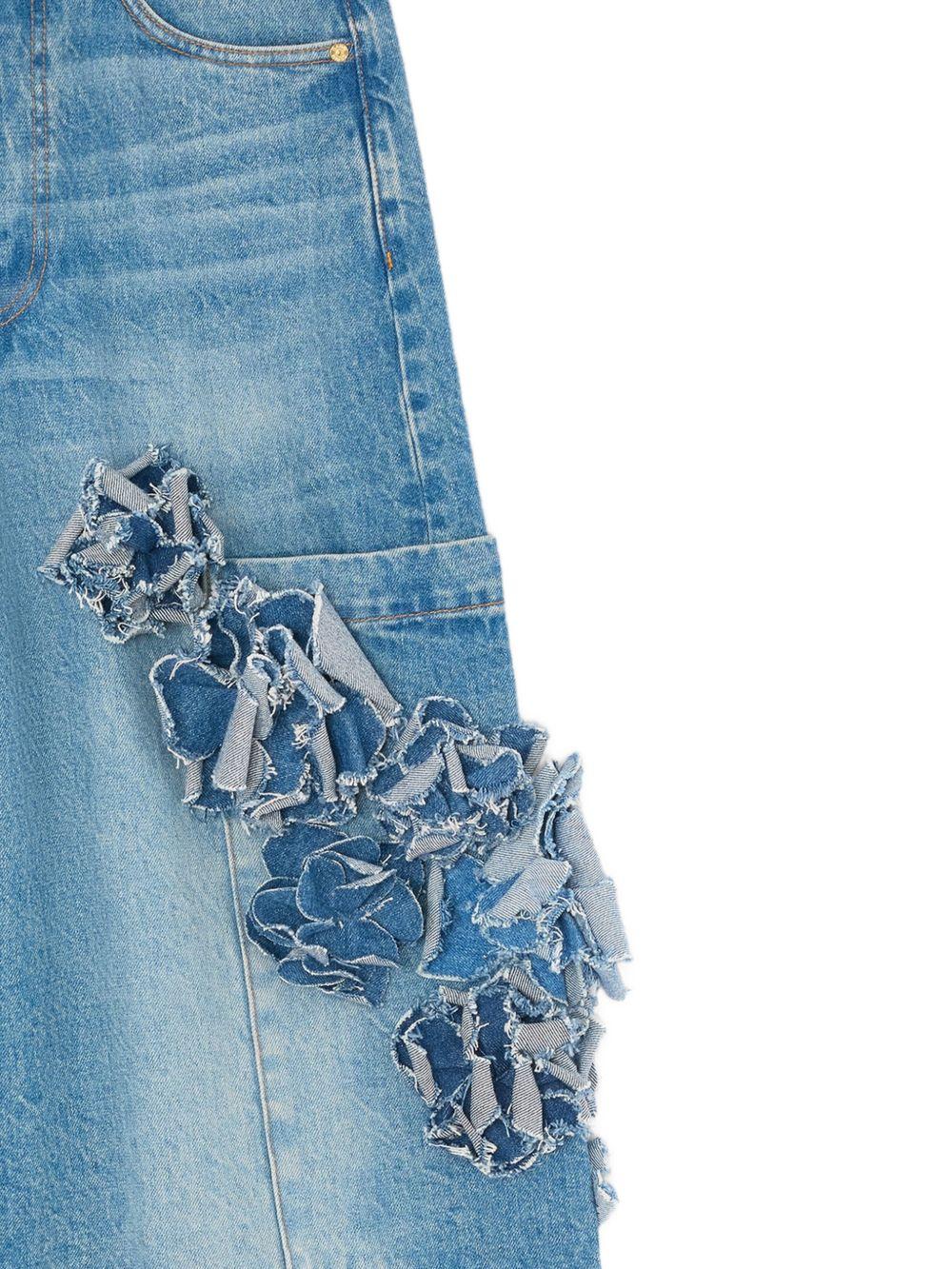 GANNI Bermuda in jeans con applicazioni in jeans