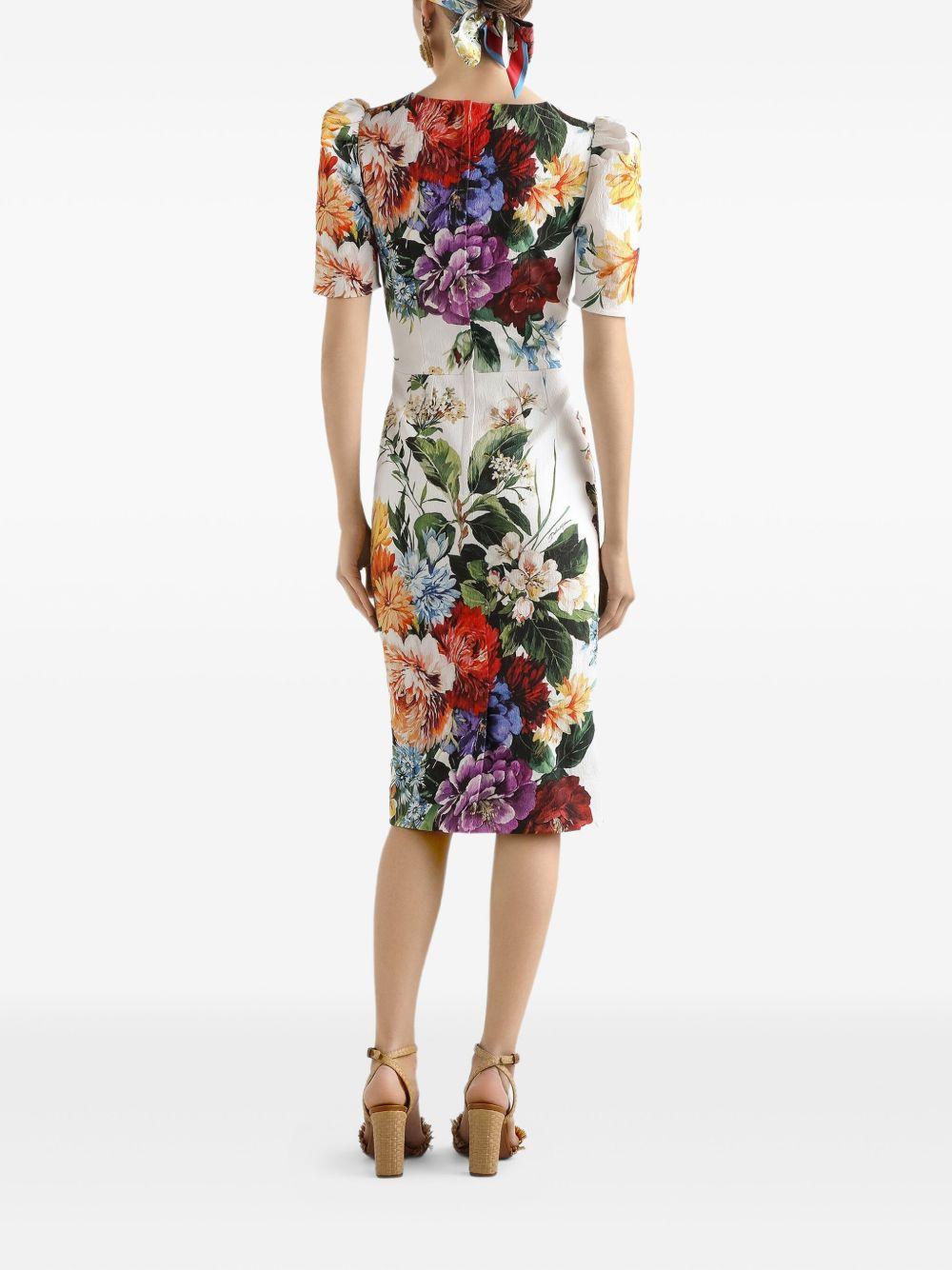 DOLCE e GABBANA Abito midi in cretonne stampa bouquet