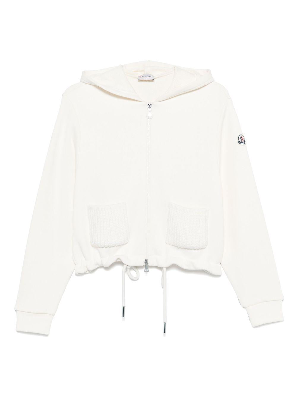 MONCLER Felpa con cappuccio bianca con coulisse