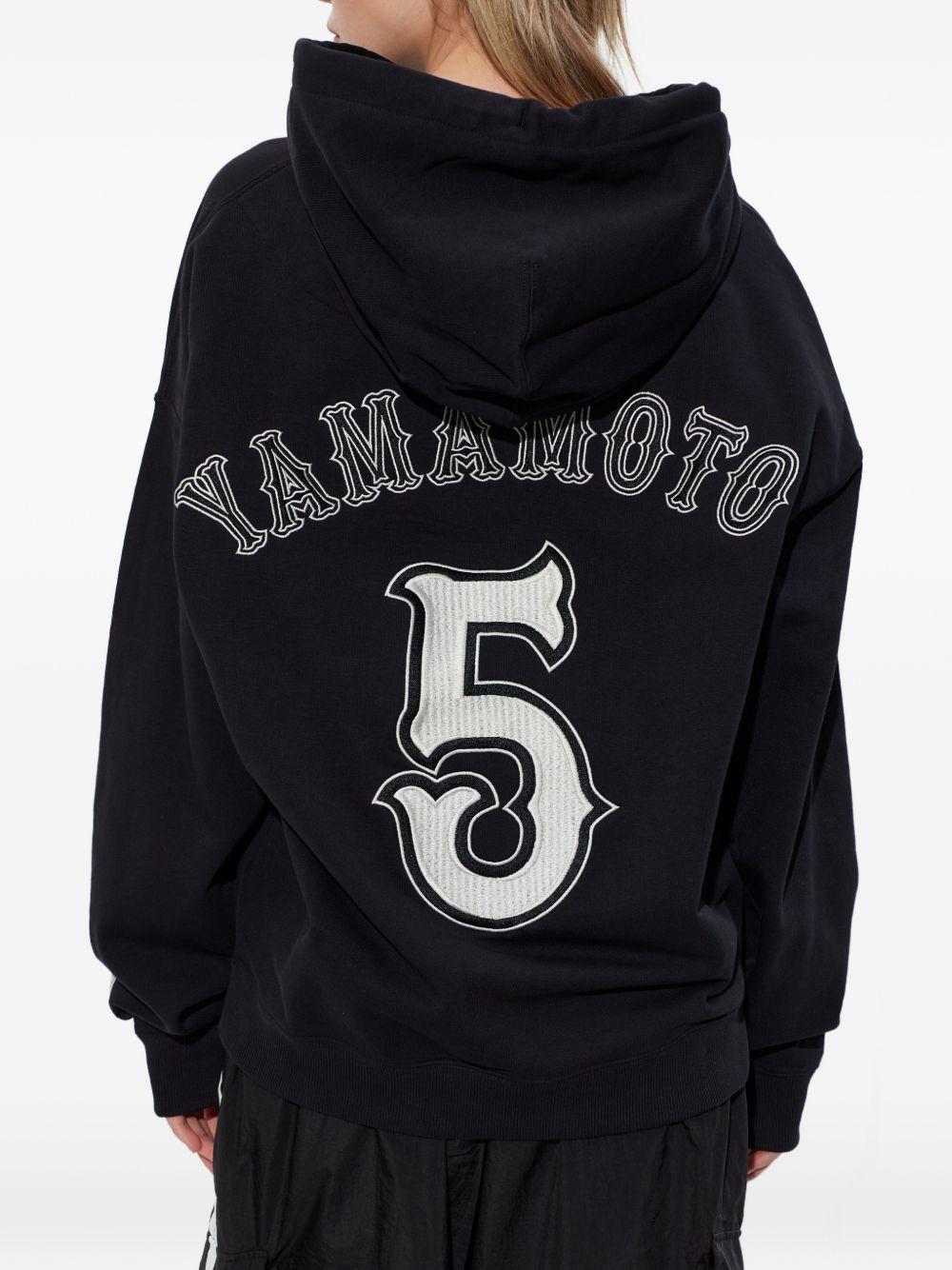 Y3 Felpa nera GFX con cappuccio e stampa logo