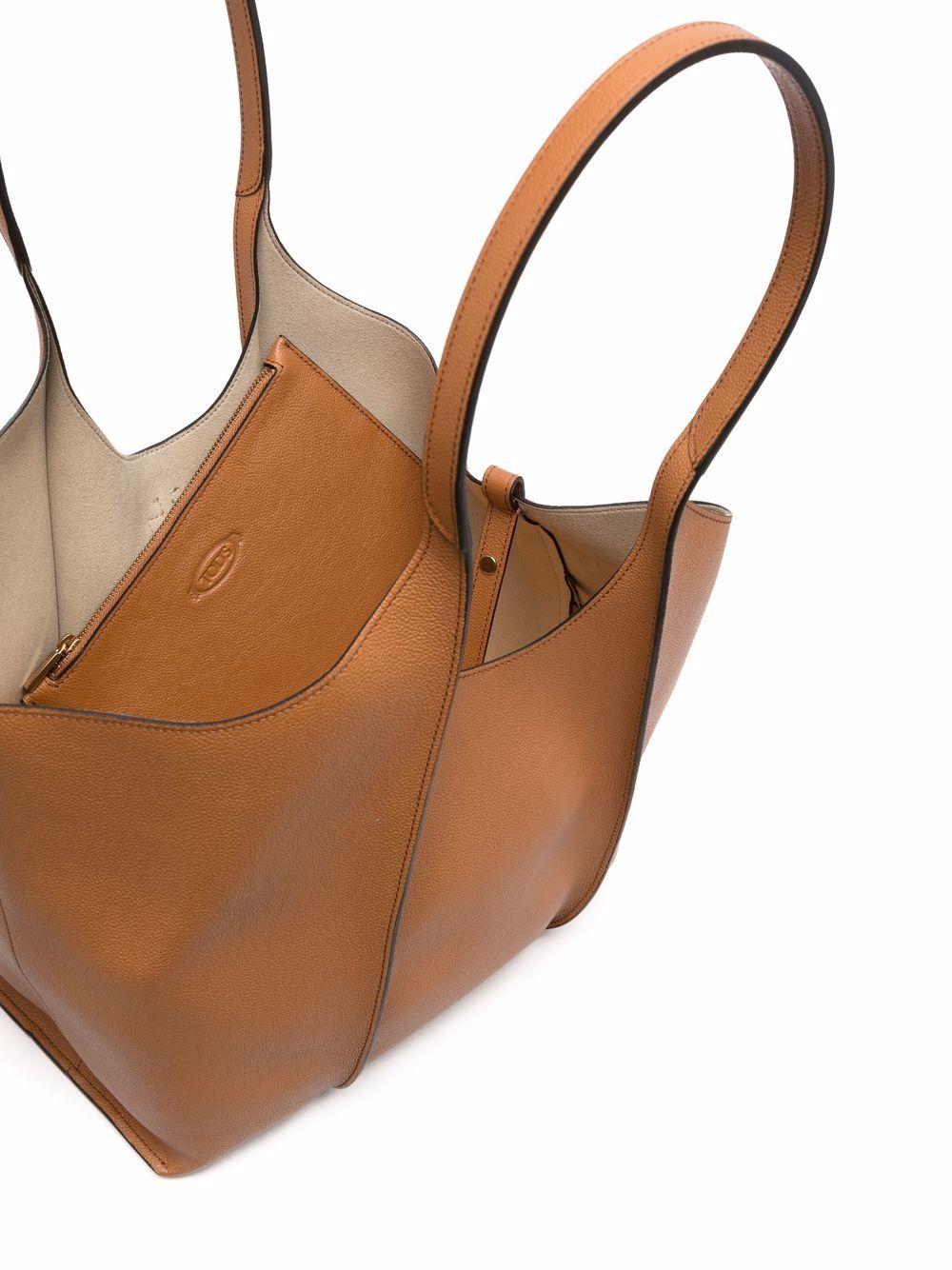 TODS Borsa in pelle color cammello con fibbia logo