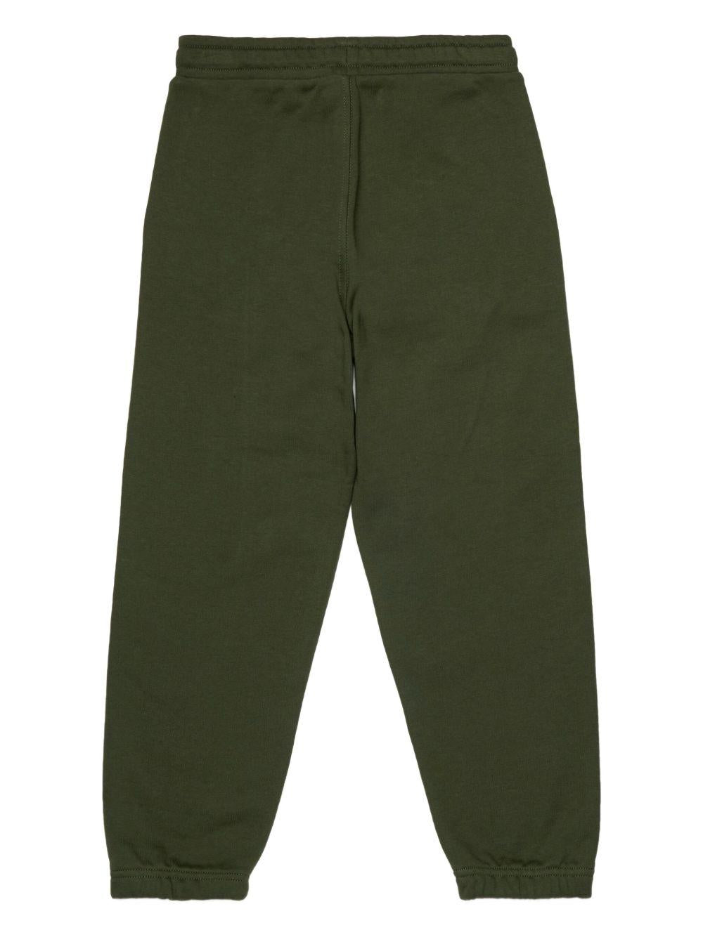 DIESEL Pantaloni tuta in cotone verde scuro con logo