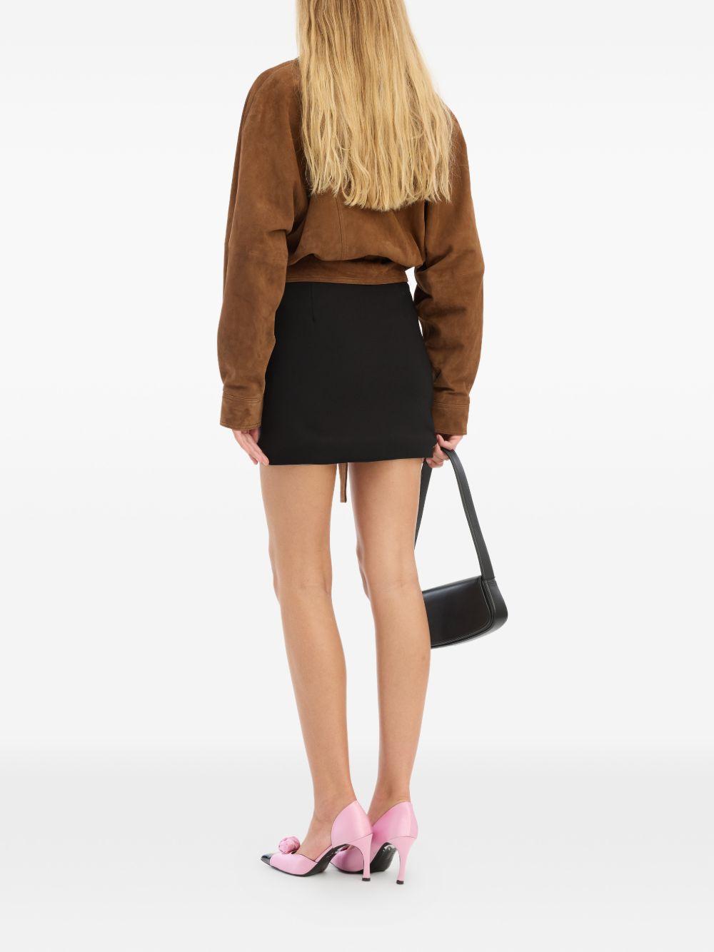 ROTATE Giacca corta in camoscio marrone con cintura