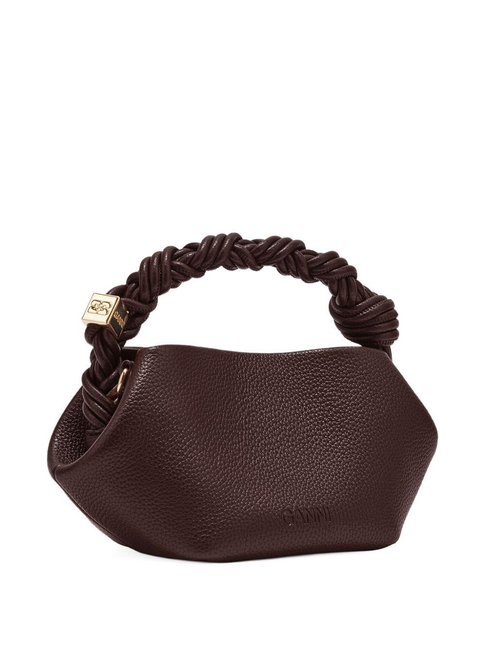 GANNI Borsa a mano con manico intrecciato e logo Butterfly tono su tono