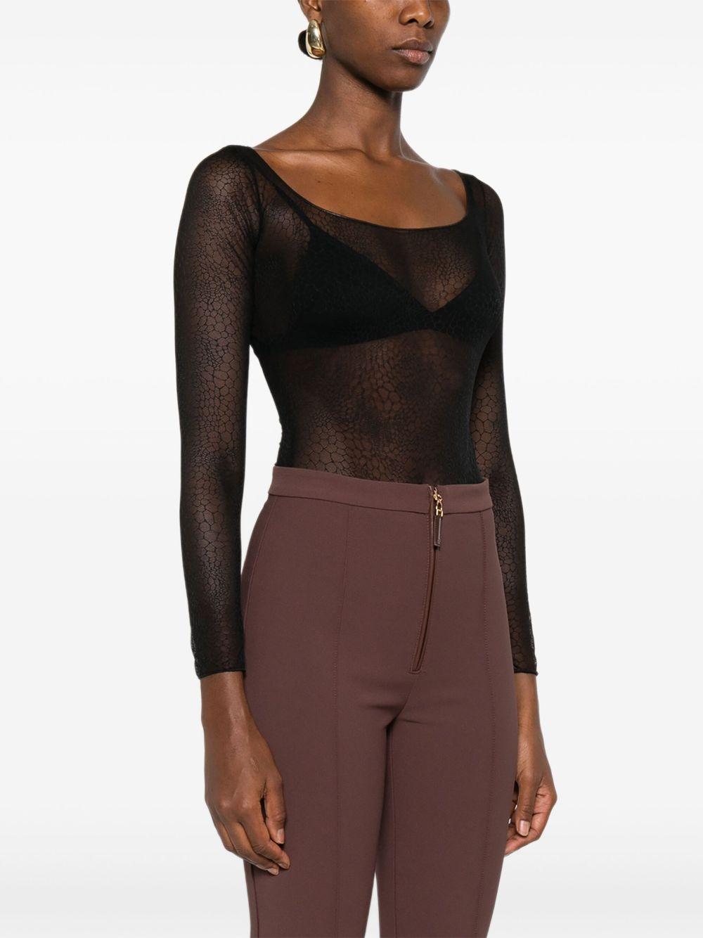 ELISABETTA FRANCHI Body nero con motivo geometrico