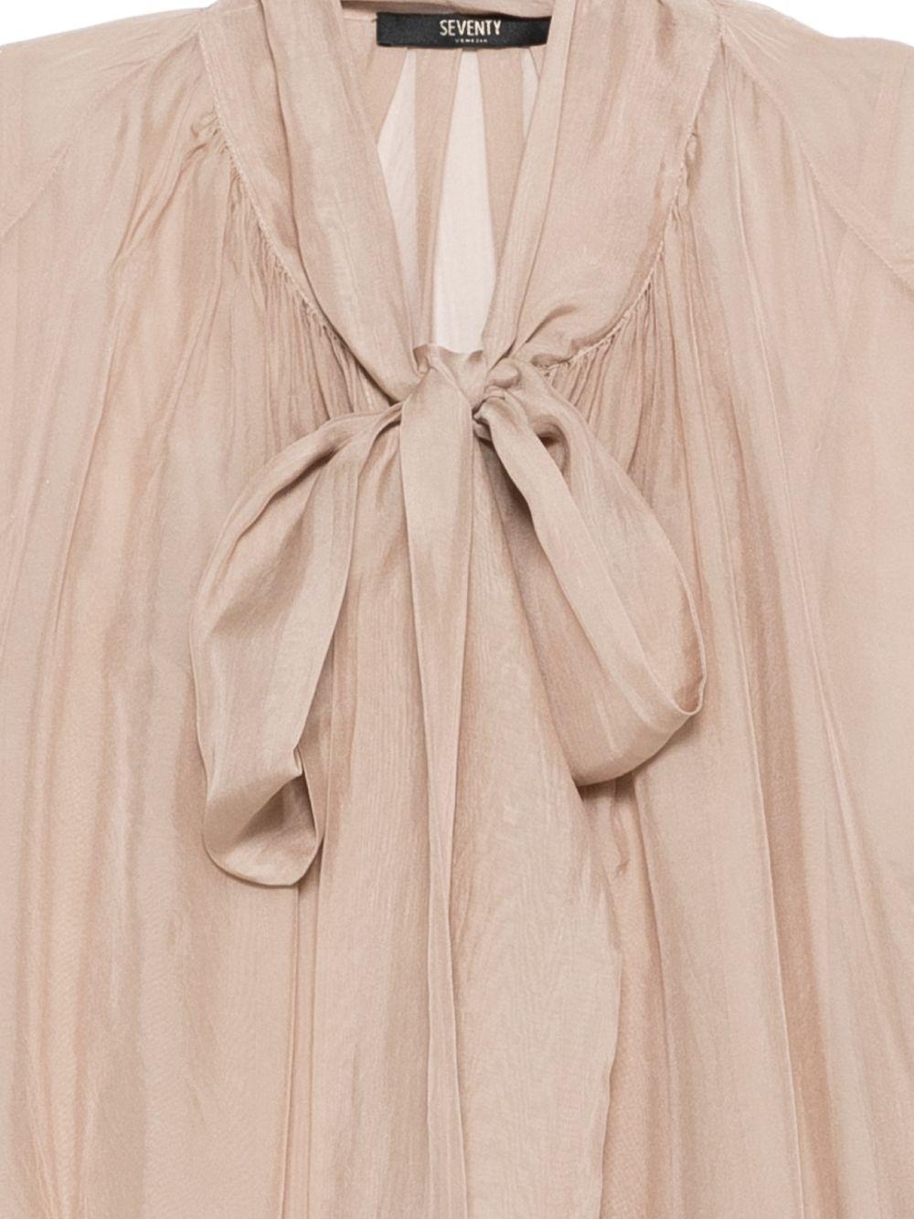 SEVENTY Blusa beige semitrasparente con fiocco