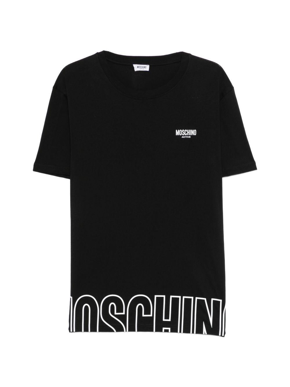 MOSCHINO UNDERWEAR T-shirt nera con logo e design grafico
