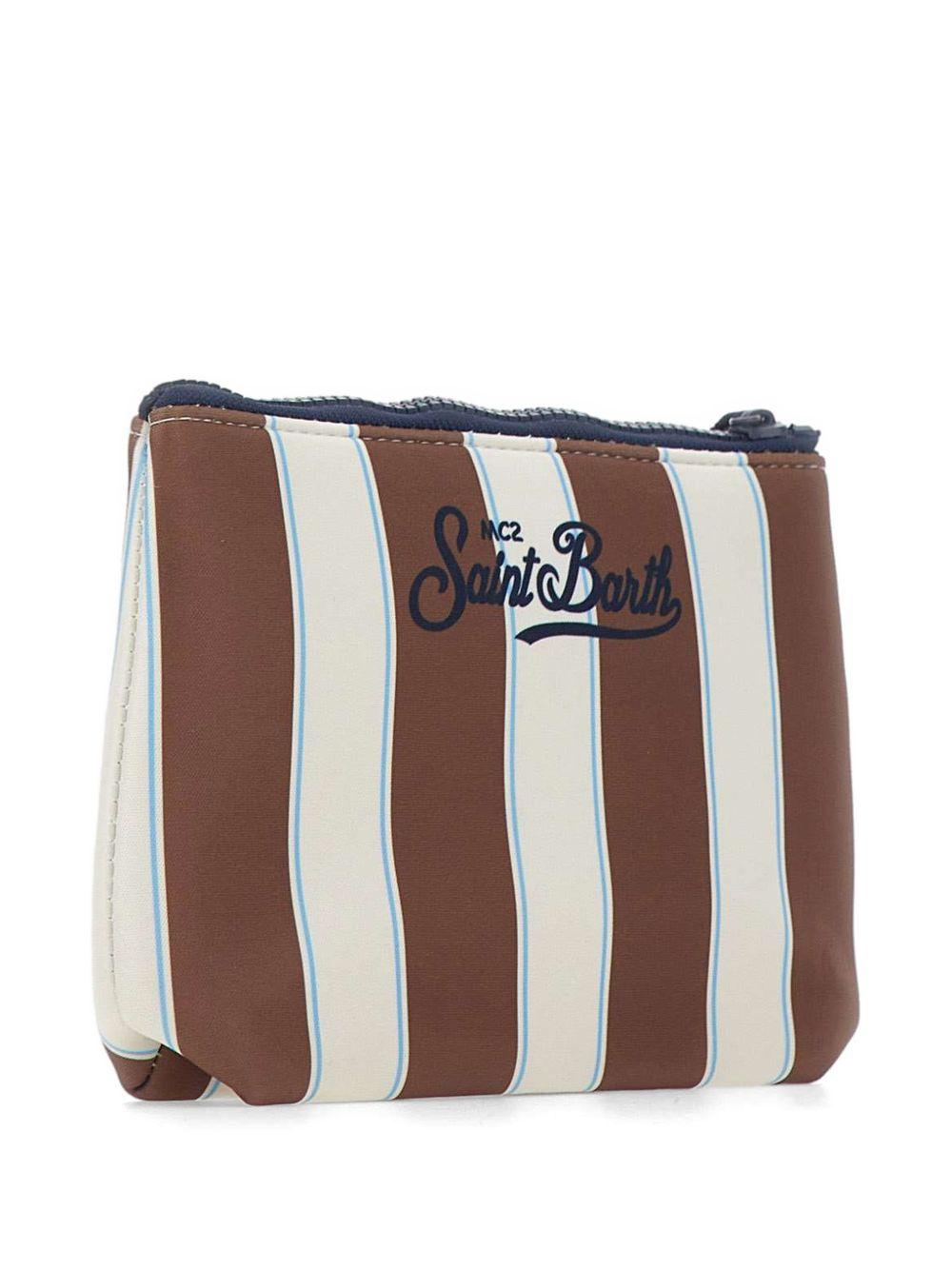 MC2 SAINT BARTH Pochette Aline a righe marroni e panna