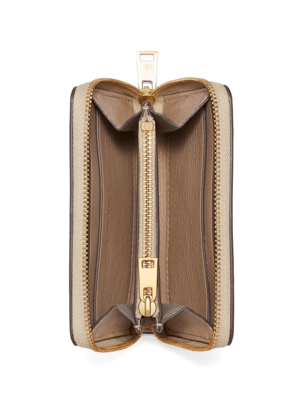 TORY BURCH Portafoglio Charlie matelassé piccolo con zip in pelle martellata