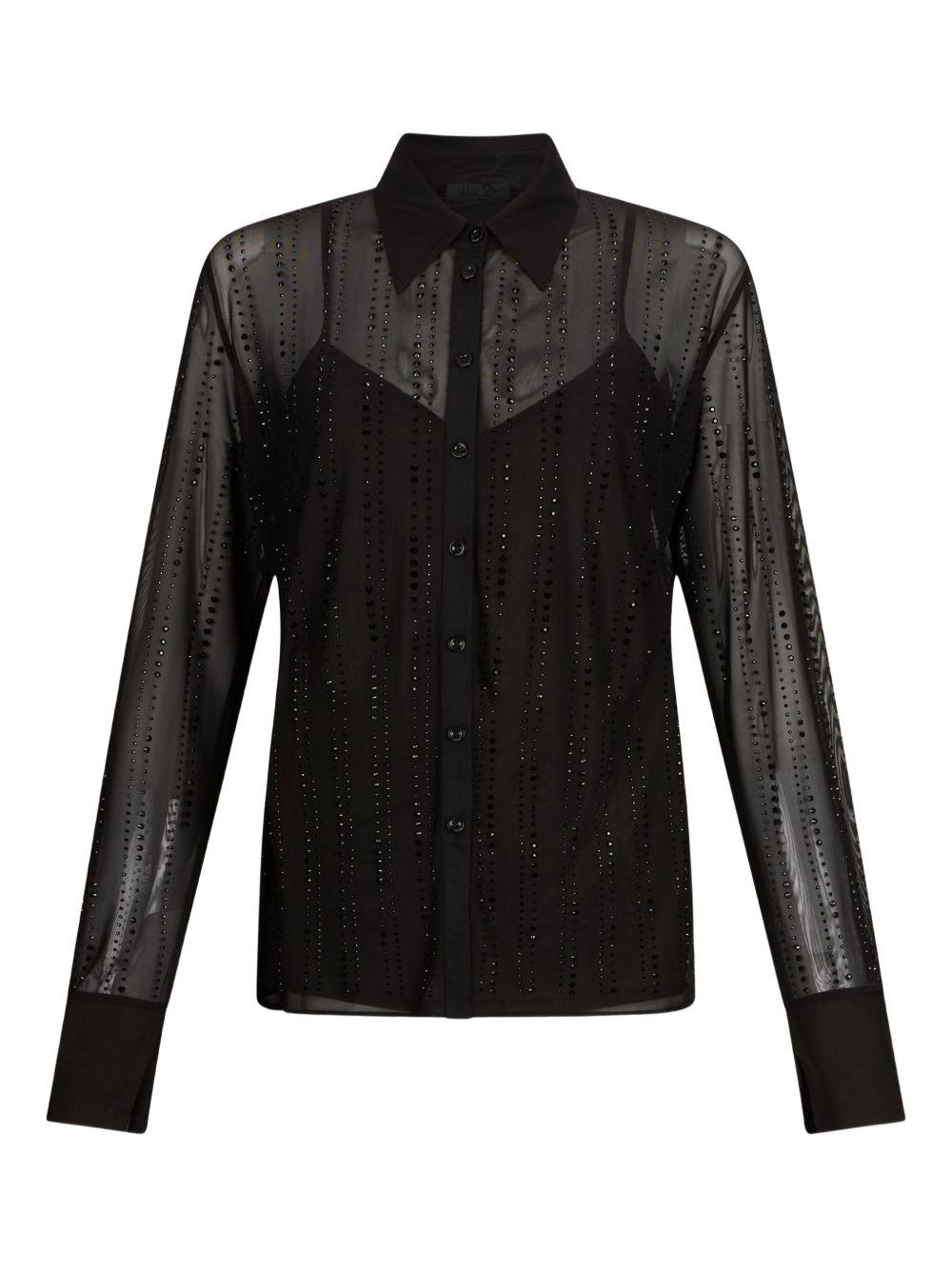 LIUJO Camicia nera con strato in tulle