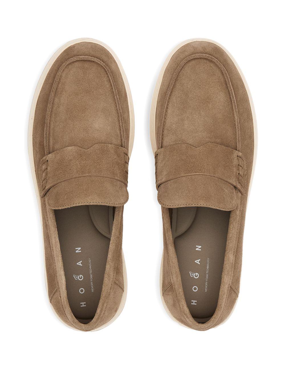 HOGAN Mocassini H-TV in pelle scamosciata marrone