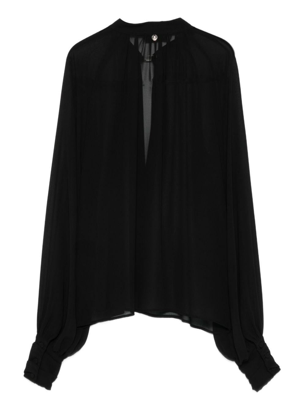 LIUJO Blusa nera semitrasparente