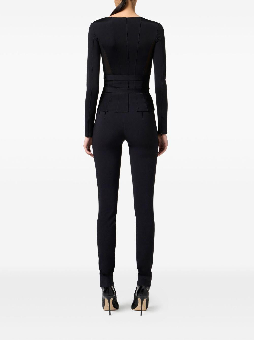 ELISABETTA FRANCHI Blazer in tessuto bielastico con dettagli logo oro