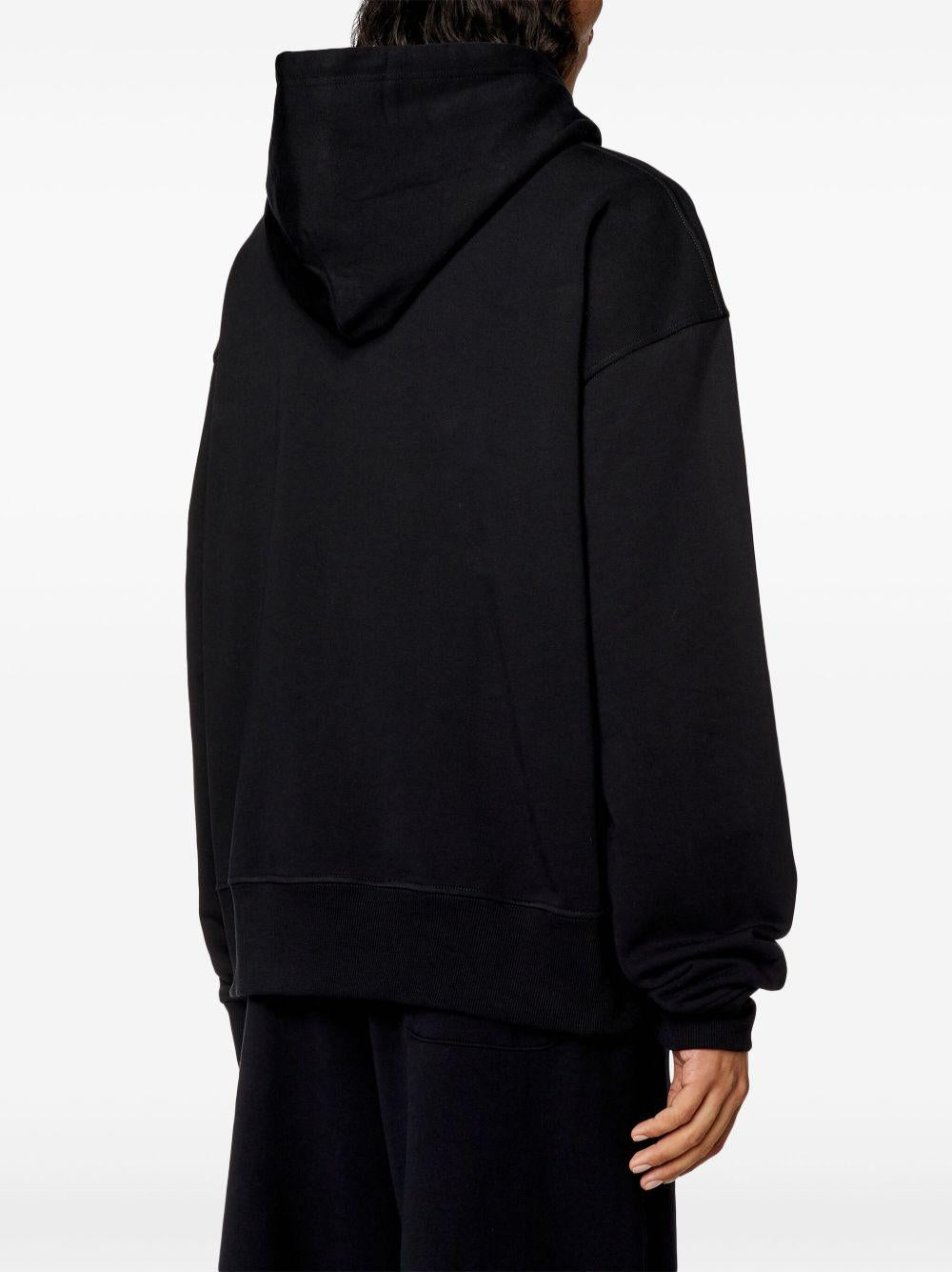 DIESEL Felpa con cappuccio in cotone nero con logo