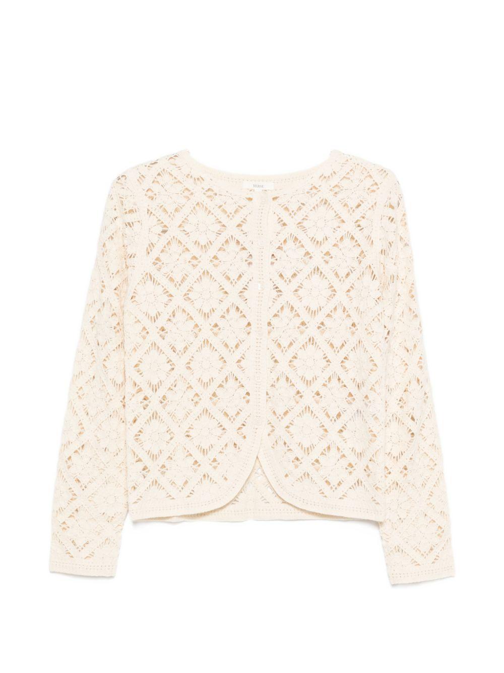 YERSE Cardigan Sam in maglia traforato avorio