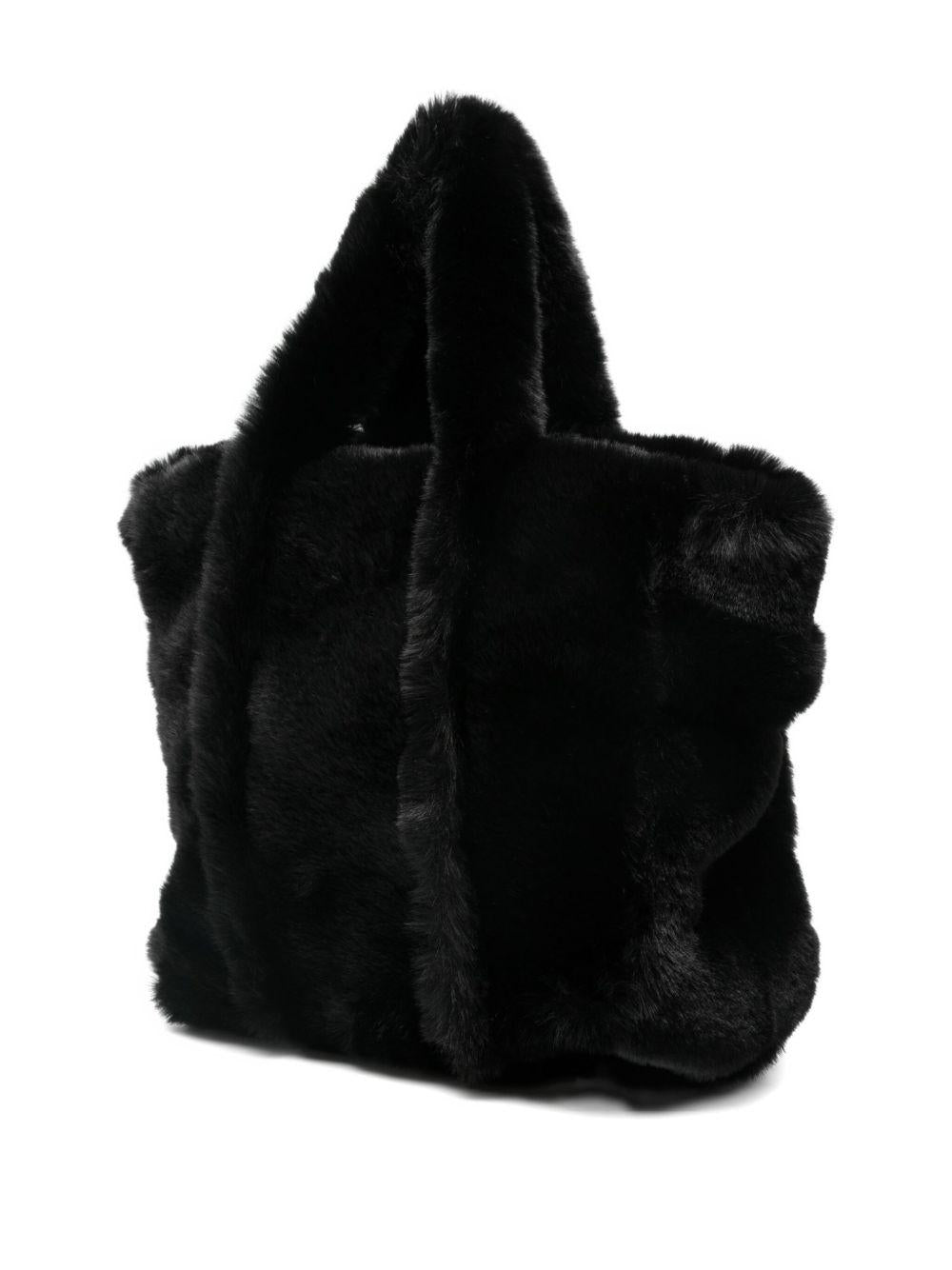 LIUJO Borsa a mano nera in ecopelliccia