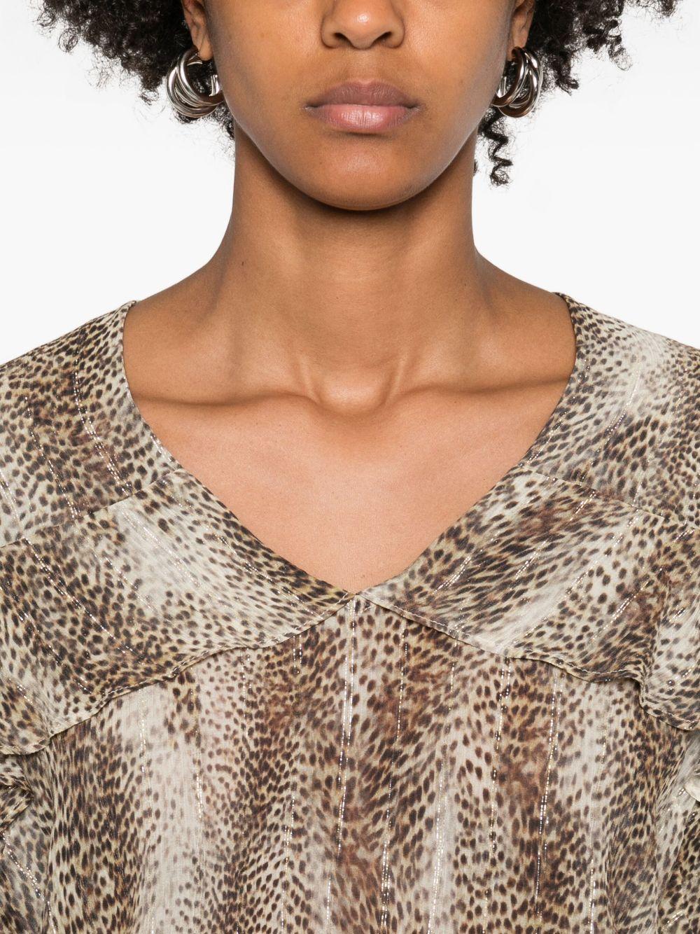 TWINSET Blusa con scollo a V e stampa animalier