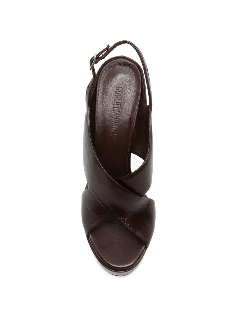 GUGLIELMO ROTTA Sandali con tacco Gala in pelle di vitello marrone