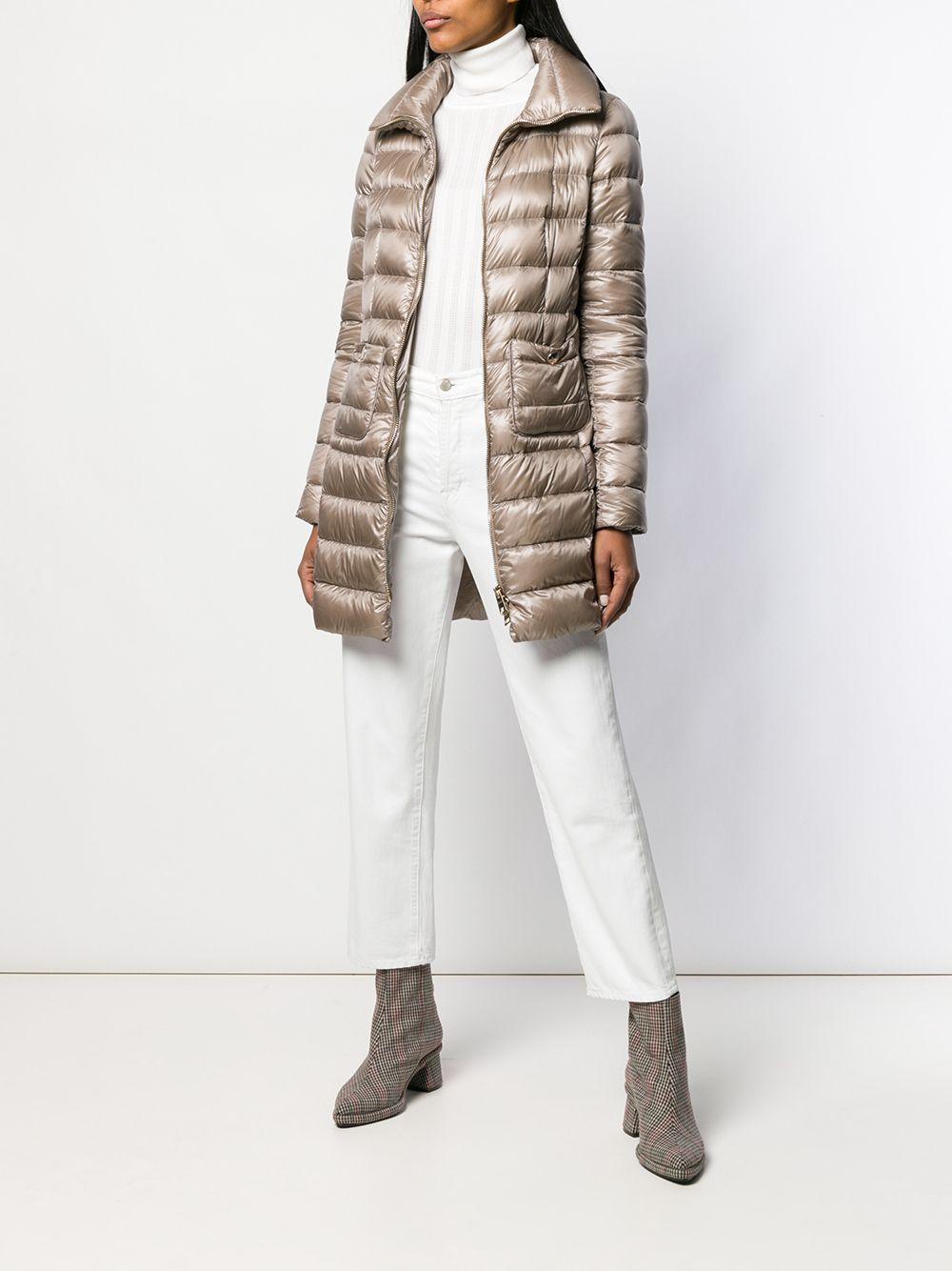 HERNO Piumino color champagne con zip e tasche
