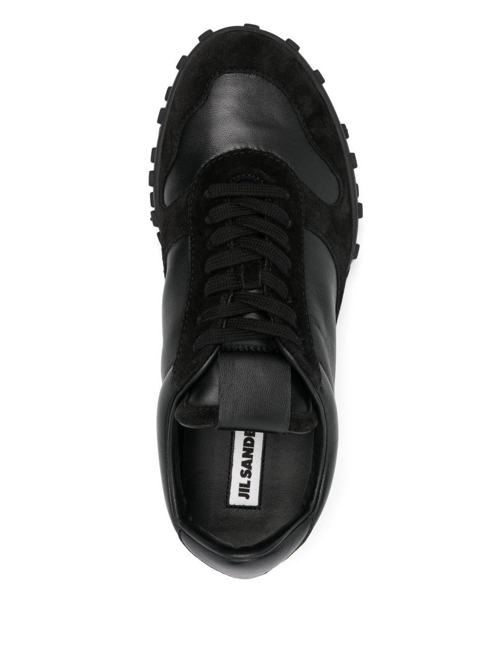 JIL SANDER Sneakers stringate in pelle nera