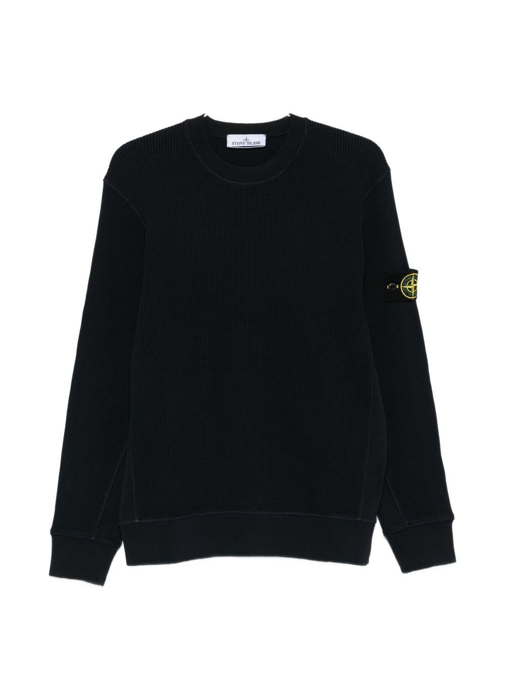 STONE ISLAND Felpa blu notte con applicazione logo