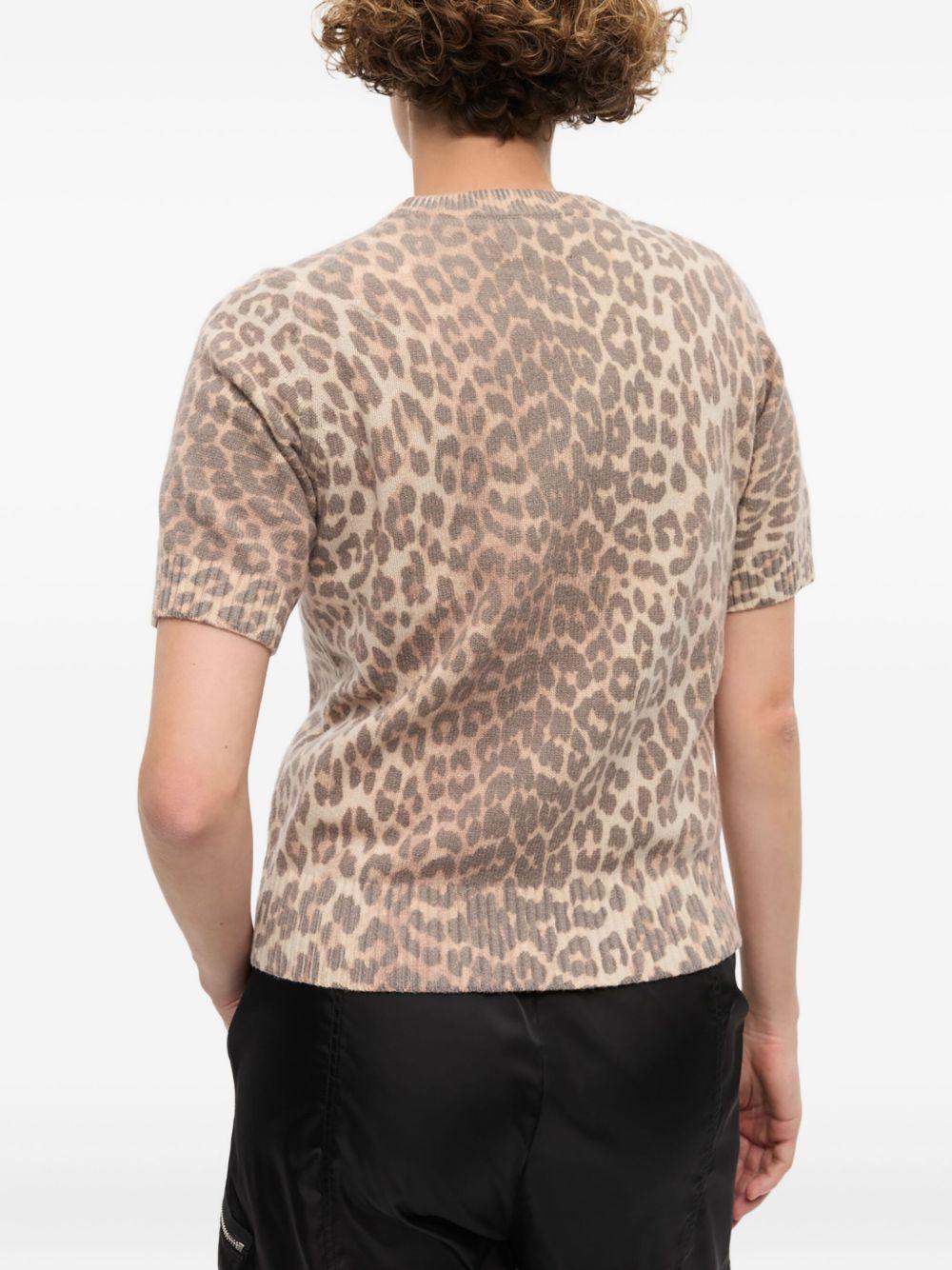 GANNI T-shirt in misto lana animalier