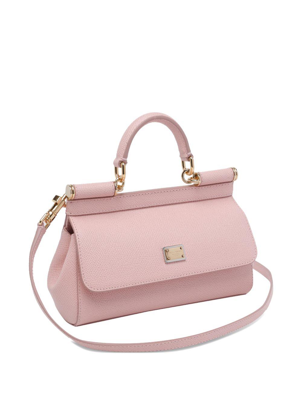 DOLCE e GABBANA Borsa a mano piccola Sicily rosa in pelle