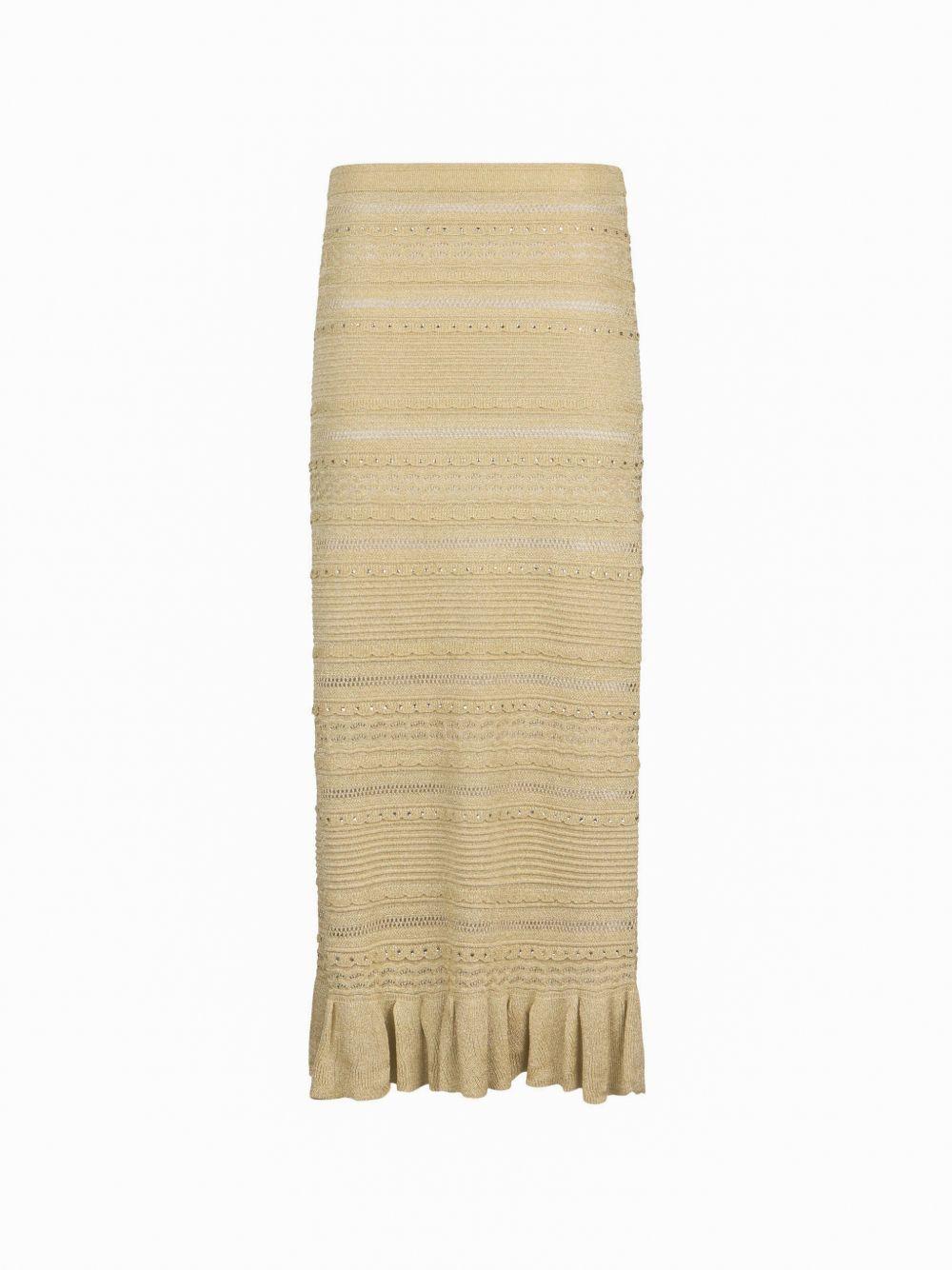 LIUJO Gonna longuette giallo paglia in crochet