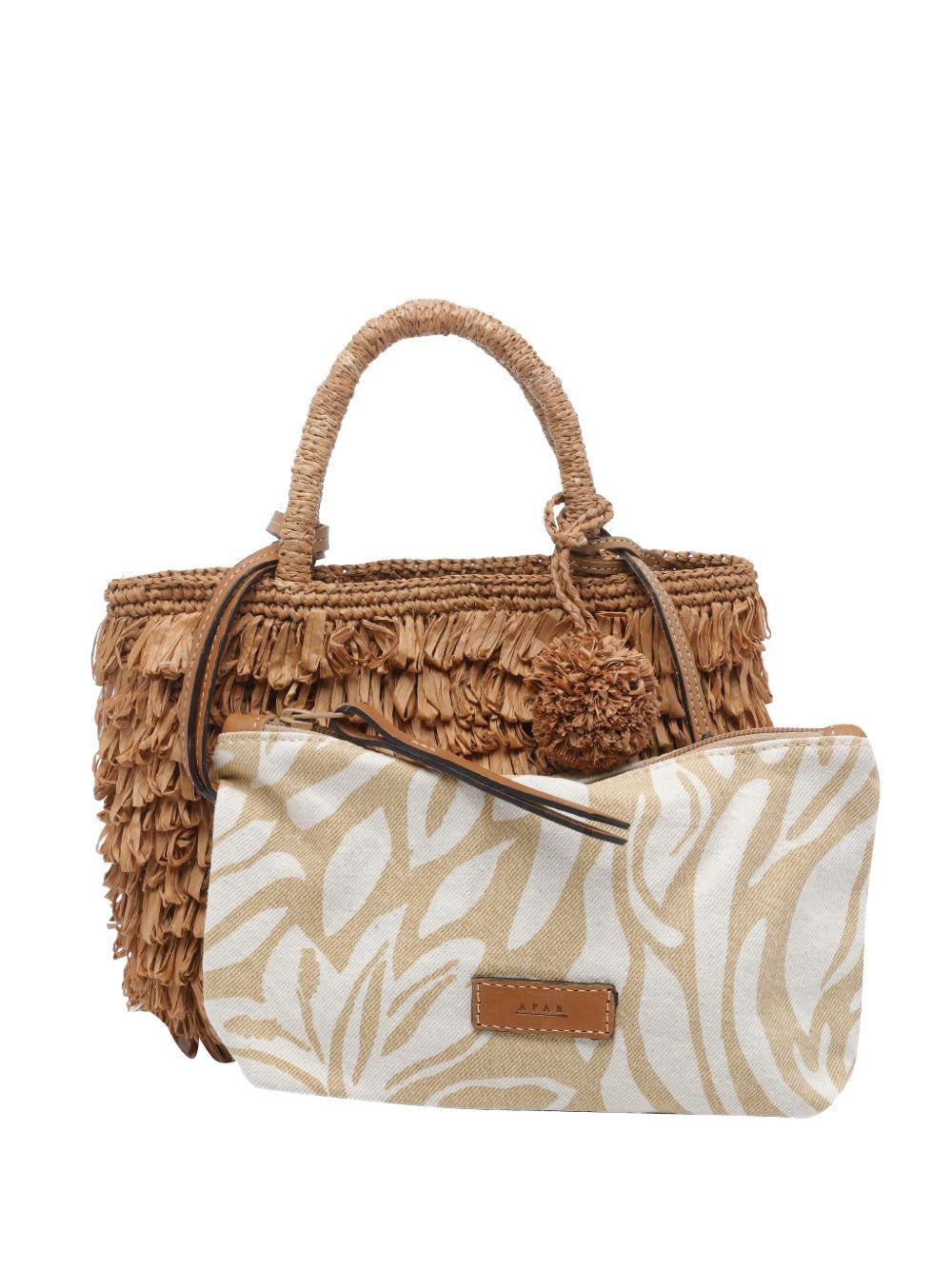 AFAR Borsa a mano in rafia marrone
