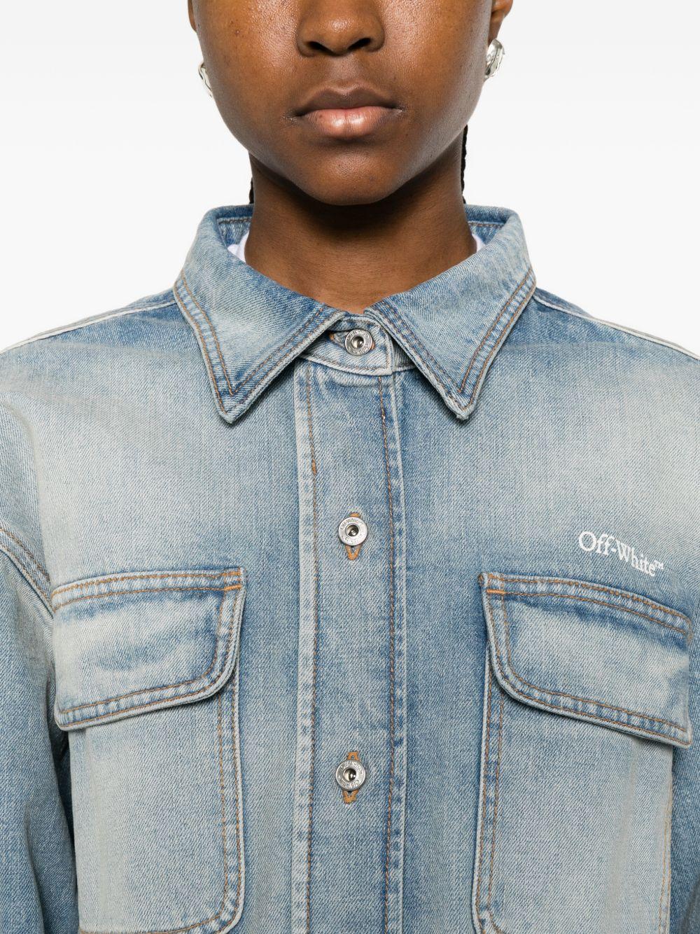 OFF WHITE Camicia in denim di cotone azzurro