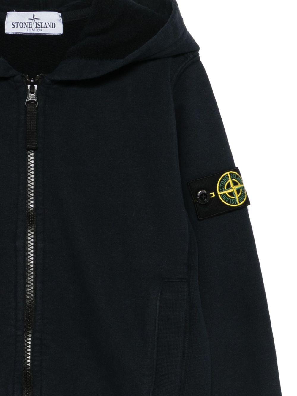 STONE ISLAND Felpa con cappuccio e zip blu navy