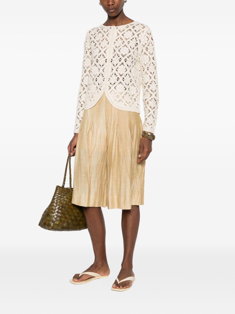 YERSE Cardigan Sam in maglia traforato avorio