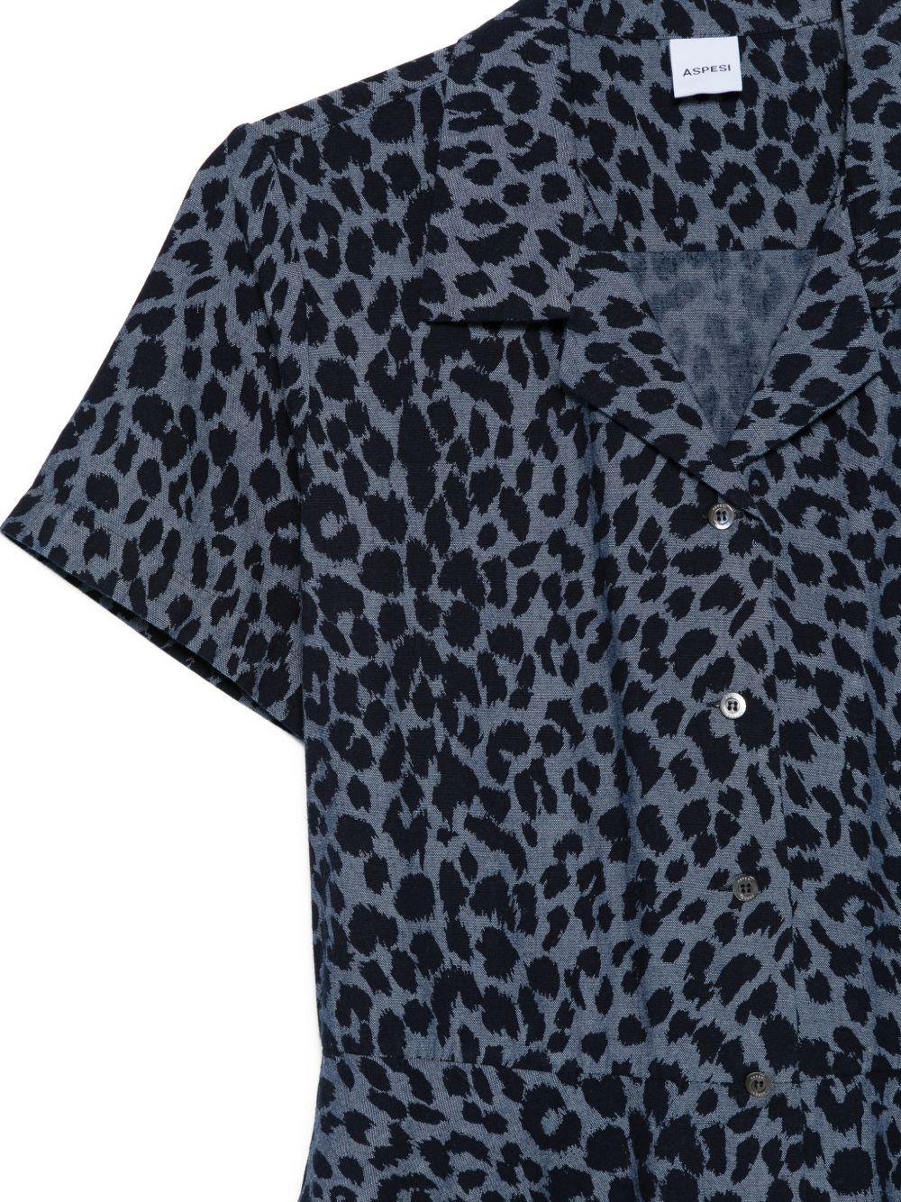 ASPESI Abito midi in cotone con stampa leopardata